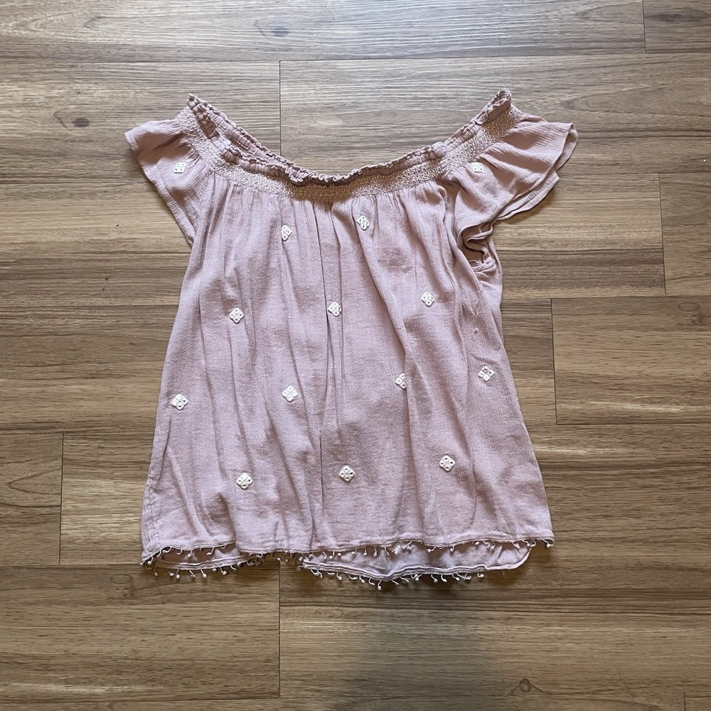 American Eagle Outfitters Off the Shoulder Womens Pink Top - Size M - Picture 5 of 7